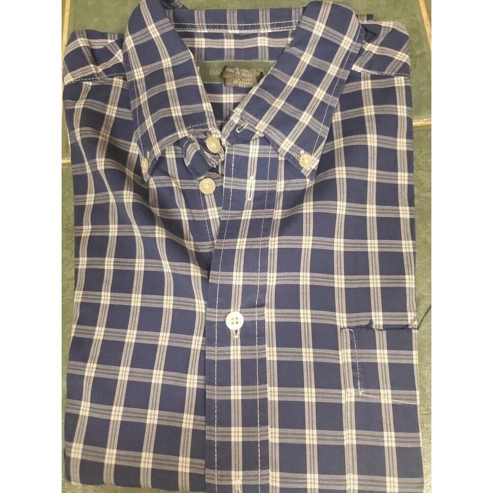 Banana Republic Button Down Shirt Blue Plaid Flannel Long Sleeve Size Med NWOT